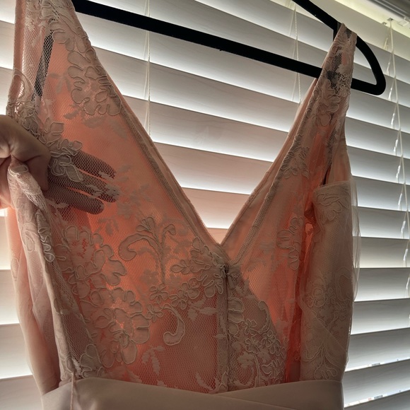 White by Vera Wang Tulle Surplice Bridesmaid Dress with Sash - Blush - 24 - Picture 10 of 10